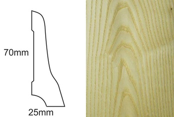 Lakierowana Listwa Przypodłogowa Fornirowana LP70 (240 cm x 7 cm x 2,5 cm) Jesion Select