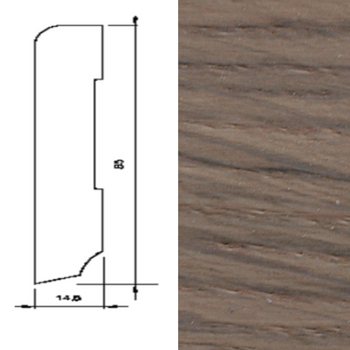 Listwa podłogowa z drewna dębowego, lakierowana, o wymiarach 240 cm x 6 cm x 1,5 cm, w odcieniu Latte Macchiato