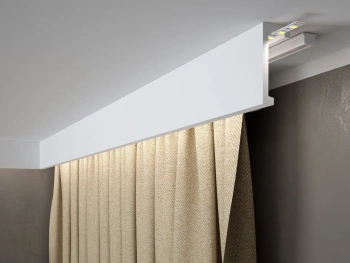 Biała Osłona na Karnisz QL026H z PolyForce, wymiary 300 x 4.1 x 10 cm