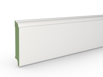 Listwa podłogowa MDF PLUS biała, odporna na wilgoć, RF (262 cm x 8 cm x 1,8 cm) z półmatowym lakierem RAL 9003