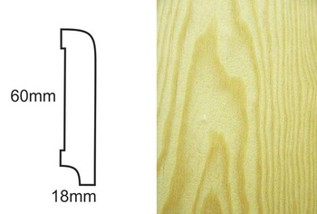 Nielakierowana Listwa Podłogowa z Sosny Fornirowana CP60 (240 cm x 6 cm x 1,8 cm)