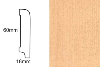 Lakierowana Listwa Przypodłogowa Fornirowana CP60 Buk (240 cm x 6 cm x 1,8 cm)