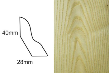 Listwa podłogowa fornirowana, nielakierowana, w kolorze Jesion Select LP50 (250 cm x 4 cm x 2,8 cm)