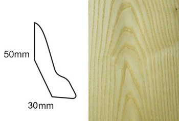 Listwa podłogowa fornirowana i lakierowana LP60, jesion select, 240cm x 5cm x 3cm