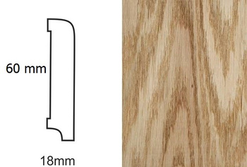 Listwa podłogowa z fornirowanego dębu czerwonego CP60, nielakierowana (250 cm x 6 cm x 1,8 cm)