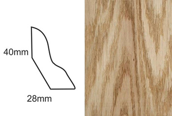 Nielakierowana listwa podłogowa fornirowana LP50 dąb czerwony (240 cm x 4 cm x 2,8 cm)