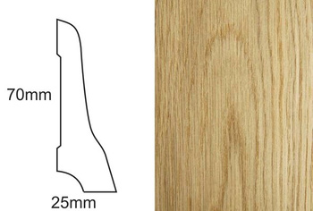 Lakierowana Listwa Podłogowa Fornirowana LP70 Dąb (240 cm x 7 cm x 2,5 cm)