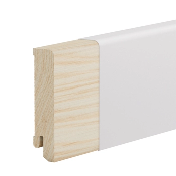 PRÓBKA 20 CM - Listwa przypodłogowa świerkowa 80x18 mm – biała Polyblend