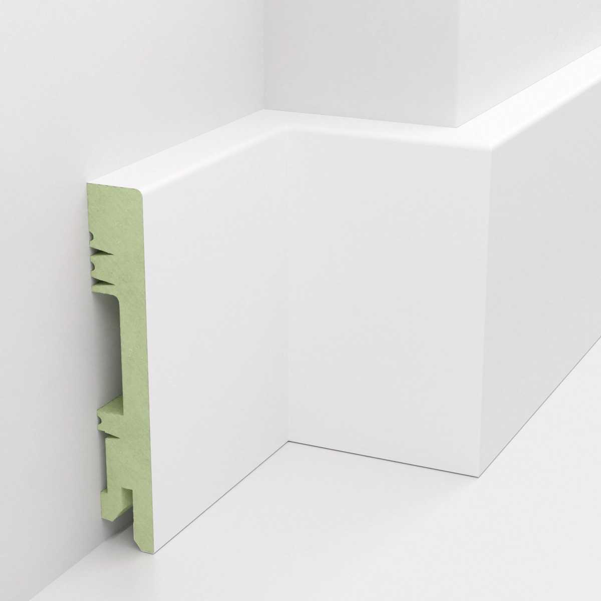Próbka 20 cm listwa przypodłogowa MDF biała FOGE DUO