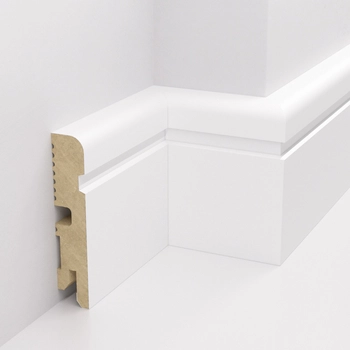 PRÓBKA 20 CM - Listwa przypodłogowa MDF lakierowana biała FOGE - LB2 8cm