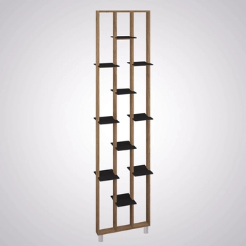 Regał przestrzenny z lameli 250x63 cm Dąb Królewiecki w zestawie z czarnymi półkami