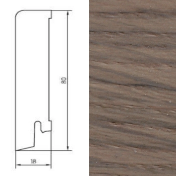 Drewniana listwa przypodłogowa lakierowana 80/18 (240 cm x 8 cm x 1,8 cm) Dąb Latte Macchiato