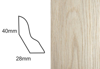 Listwa podłogowa fornirowana, nielakierowana, dąb, LP50 (230 cm x 4 cm x 2,8 cm)