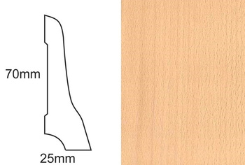 Lakierowana Listwa Podłogowa z Forniru Bukowego LP70 (240 cm x 7 cm x 2,5 cm)