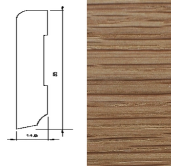 Drewniana listwa przypodłogowa olejowana 60/16 (240 cm x 6 cm x 1,5 cm) Dąb Olej Naturalny