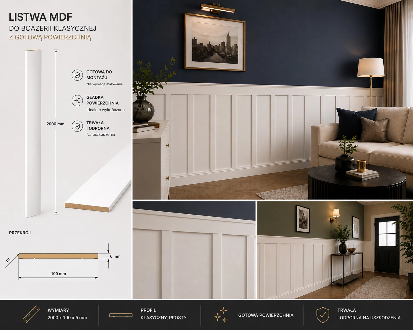 Listwa boazeryjna ELEGANT, boazeria ścienna MDF, Biala Premium pol_pl_Listwa-boazeryjna-ELEGANT-boazeria-scienna-MDF-Biala-Premium-3298_6