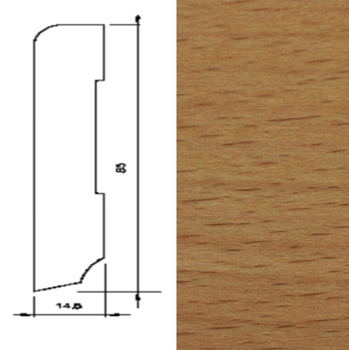 Listwa przypodłogowa z buku, lakierowana, 60/16 (240 cm x 6 cm x 1,5 cm)