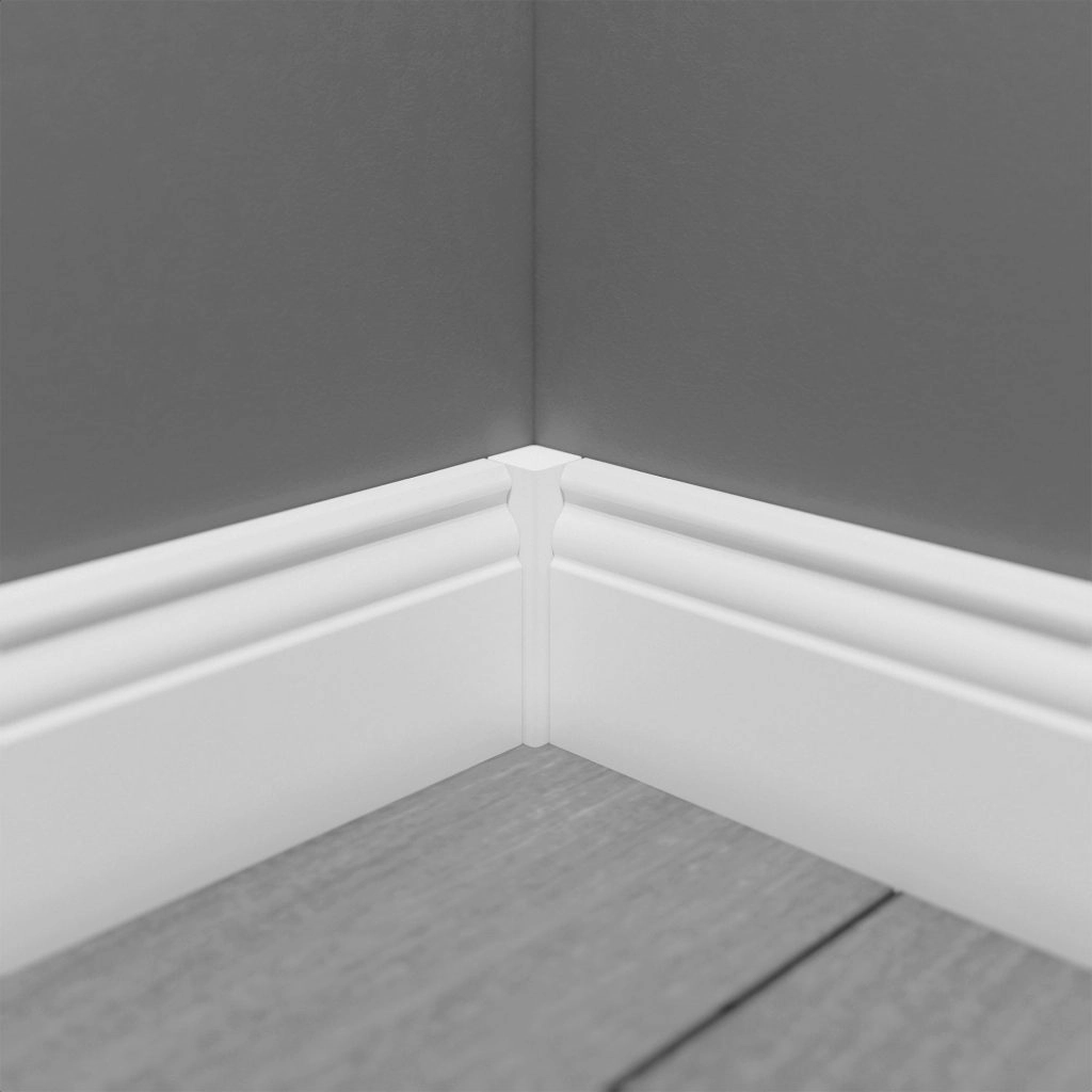 Listwa przypodłogowa mdf 10 cm biała z podfrezowaniem na kable.