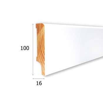 Biała Listwa Podłogowa z Drewna Iglastego Lapis 100, Lakierowana (240 cm x 10 cm x 1,6 cm)
