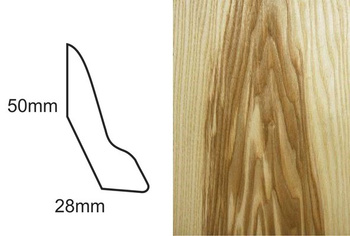 Fornirowana i Lakierowana Listwa Przypodłogowa LP60 Jesion Ciemny (240 cm x 5 cm x 3 cm)