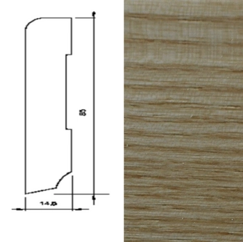 Drewniana listwa przypodłogowa lakierowana 60/16 (240 cm x 6 cm x 1,5 cm) Jesion
