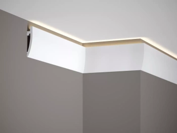 Biała Listwa Oświetleniowa Sufitowa PolyForce MD030, wymiary 200 x 1.7 x 8 cm