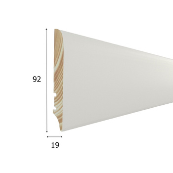 Drewniana Listwa Przypodłogowa PW92 Biała Iglaków Lakierowana (220 cm x 9,2 cm x 1,9 cm)