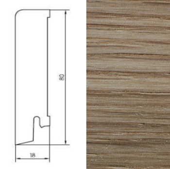 Listwa przypodłogowa z dębu szczotkowanego i olejowanego, 80/18, 240 cm x 8 cm x 1,8 cm