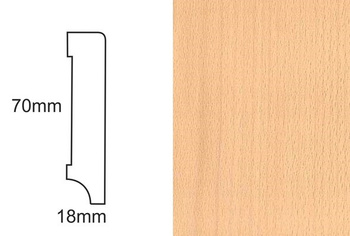 Lakierowana Listwa Podłogowa z Forniru Bukowego CP70 R3 (240 cm x 7 cm x 1,8 cm)