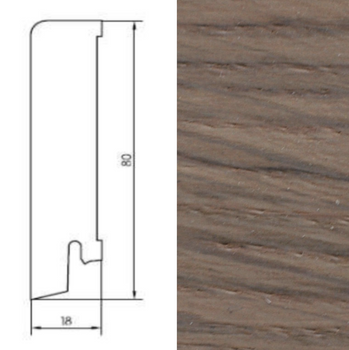 Listwa przypodłogowa z drewna dębowego, lakierowana, 80/18 (240 cm x 8 cm x 1,8 cm) w kolorze Latte Macchiato