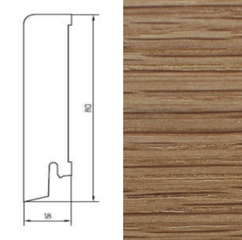 Listwa przypodłogowa z dębu, olejowana, o wymiarach 240 cm x 8 cm x 1,8 cm - Naturalny Olej