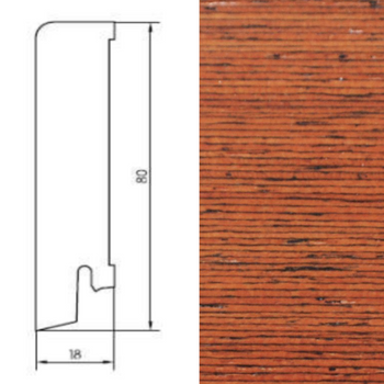 Listwa przypodłogowa Merbau, drewniana, lakierowana, 240 cm x 8 cm x 1,8 cm, 80/18