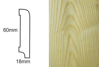 Lakierowana Listwa Fornirowana CP60 R30 Jesion Select o wymiarach 240 cm x 6 cm x 1,8 cm