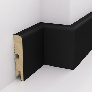 PRÓBKA 20 CM - Listwa przypodłogowa MDF lakierowana czarna RAL 9005 - FOGE - LB1 8cm