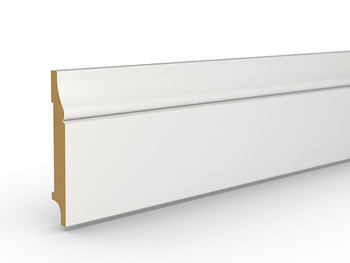 Biała Listwa Podłogowa MDF STD F6 Półmatowa, Lakierowana, Odporna na Wilgoć (244 cm x 8 cm x 1,6 cm)