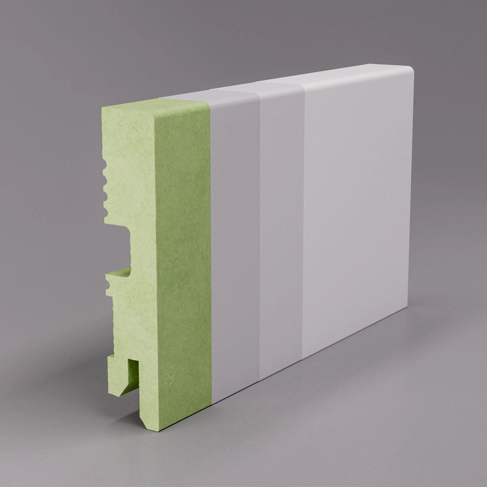 Próbka listwy podłogowej DUO 8 cm biała RAL 9003.