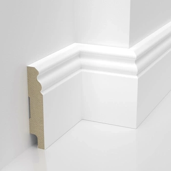 Biała listwa podłogowa MDF z powłoką wodoodporną ESTILO, 8cm