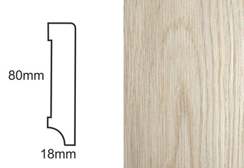 Listwa dębowa fornirowana, nielakierowana, CP80 R3 o wymiarach 240 cm x 8 cm x 1,8 cm