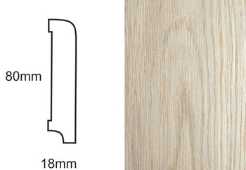 Nielakierowana listwa podłogowa fornirowana CP80 R10, dąb (240 cm x 8 cm x 1,8 cm)