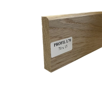 Listwa przypodłogowa dąb lity nielakierowana L70x15 (2200 - 2600 mm x 70 mm x 15 mm)