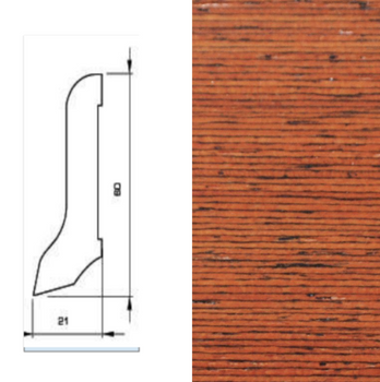 Listwa przypodłogowa z drewna Merbau, lakierowana, o wymiarach 240 cm x 6 cm x 2,1 cm
