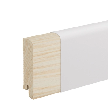 PRÓBKA 20 CM - Listwa przypodłogowa świerkowa 70x15 mm – biała Polyblend