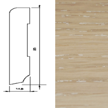 Lakierowana listwa dębowa przypodłogowa Cream 60/16 (240 cm x 6 cm x 1,5 cm)