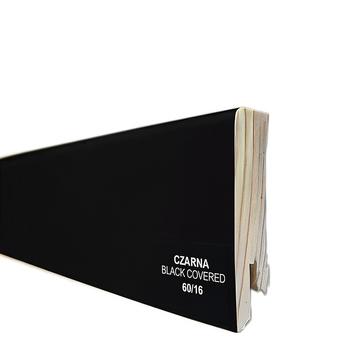 Czarna Listwa Przypodłogowa 60/16 Black Covered o wymiarach 240cm x 6cm x 1,5cm