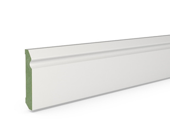 Listwa podłogowa MDF Plus F2 odporna na wilgoć, biała półmatowa (244 cm x 8 cm x 1,6 cm)