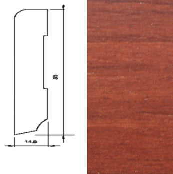 Lakierowana listwa przypodłogowa z drewna Mahoń 60/16 (240 cm x 6 cm x 1,5 cm)