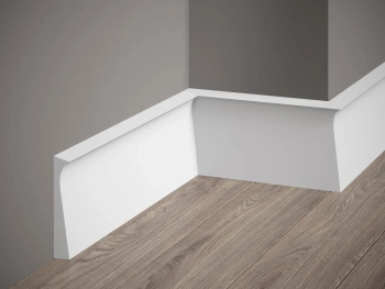 Biała Listwa Podłogowa PolyForce QS004P wym. 200 x 1.5 x 10.8 cm