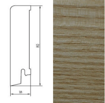 Drewniana listwa przypodłogowa lakierowana 80/18 (240 cm x 8 cm x 1,8 cm) Jesion