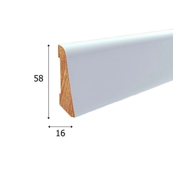 Listwa przypodłogowa drewniana lakierowana LS58 (240 cm x 5,8 cm x 1,6 cm) biała