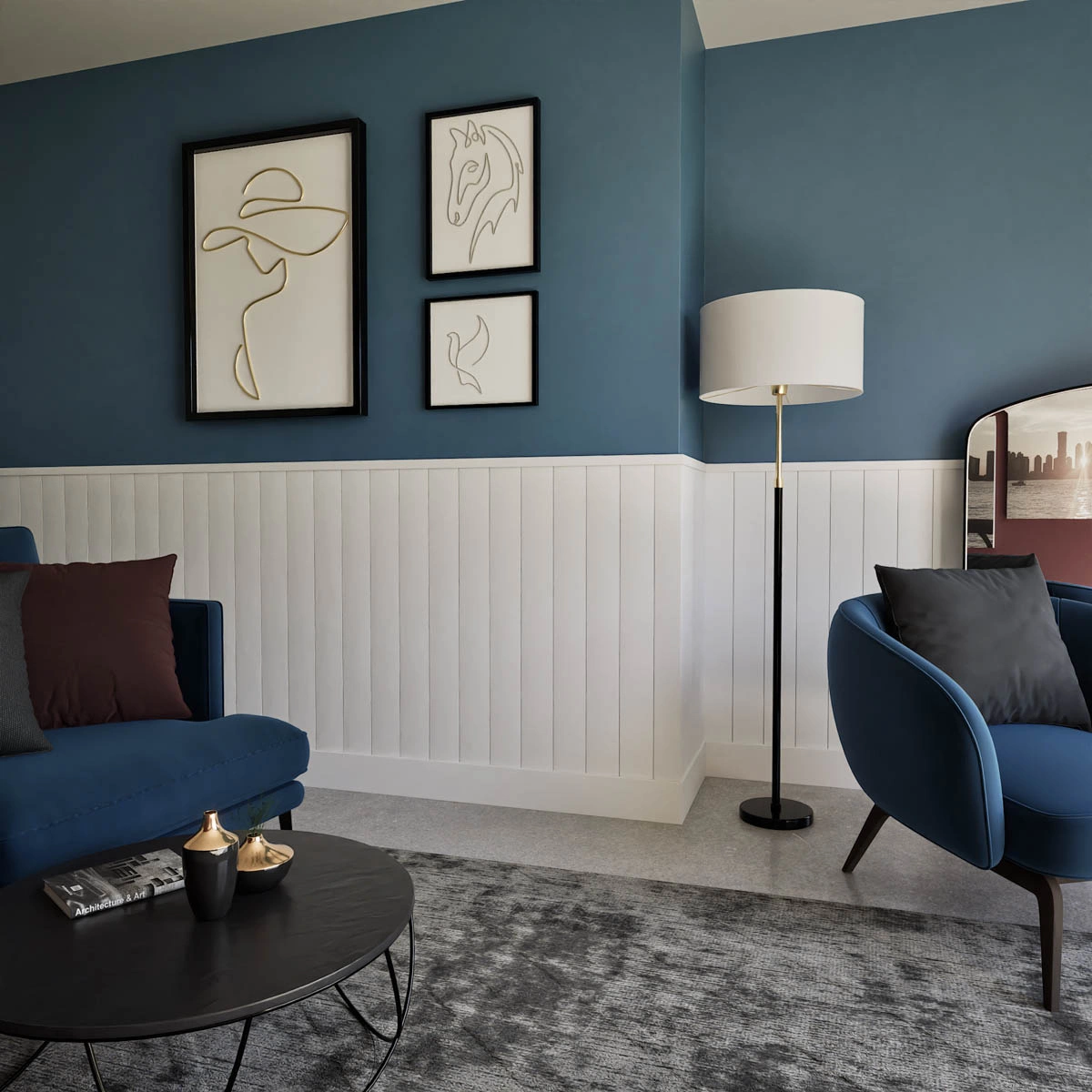 Boazeria ścienna MDF - długość 200 cm / wysokość 114.5 cm (zestaw Plano XL / Elegant / Duo)